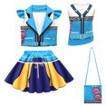 thumbnail image 1 of Halloween Popular Singers Idol Cosplay Costume, Stage Role Play Fancy Performance Costume, Includes Vest, Outerwear and Skirt with Bag, Birthday Event and Halloween Dance Party, 100(2-3 Years), 1 of 9