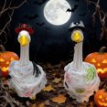 thumbnail image 1 of Halloween Porch Goose Costume Set for 17 or 23 Inches Lawn Cement Geese, Spooky Cobweb Dress with Skull Hat & Skeleton Hand Spiders Accessories, Outdoor Garden Holiday Apparel, Clothes Only, 1 of 8