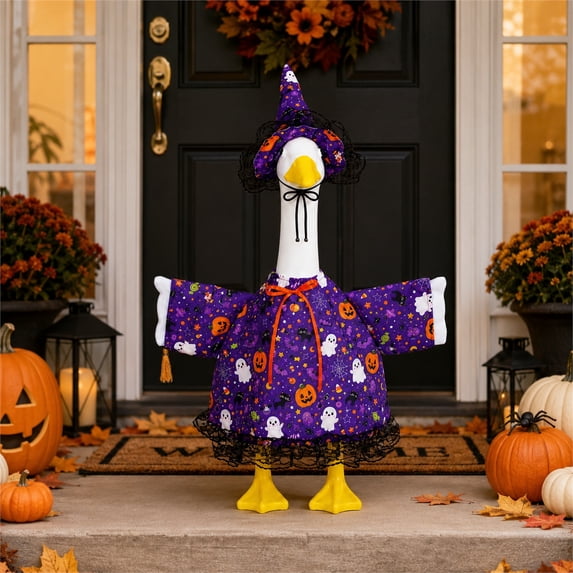 Halloween Porch Goose Costume Seasonal Sculpture Costume Clothes Accessories for 23 Inch Goose Statue Festive Outdoor Decor for Porch Geese