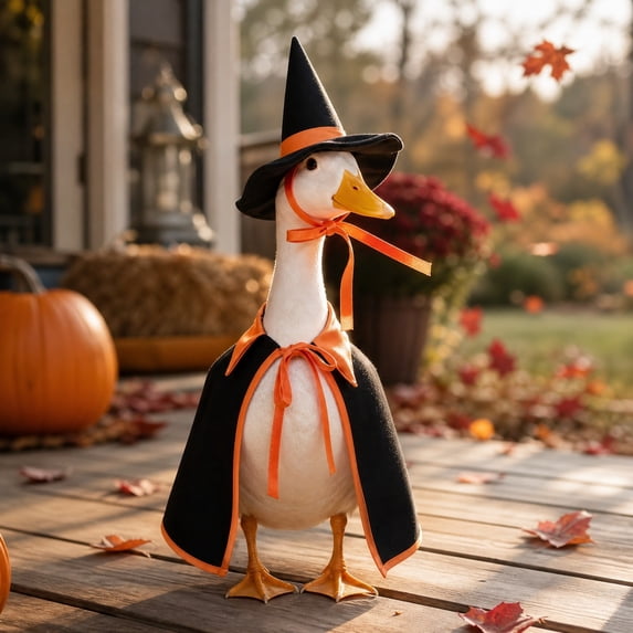 Halloween Porch Goose Outfit for 23 Inch Plastic Statues, Goose Clothes for Yard Garden Patio Lawn Summerween Thanksgiving Decorative Cover