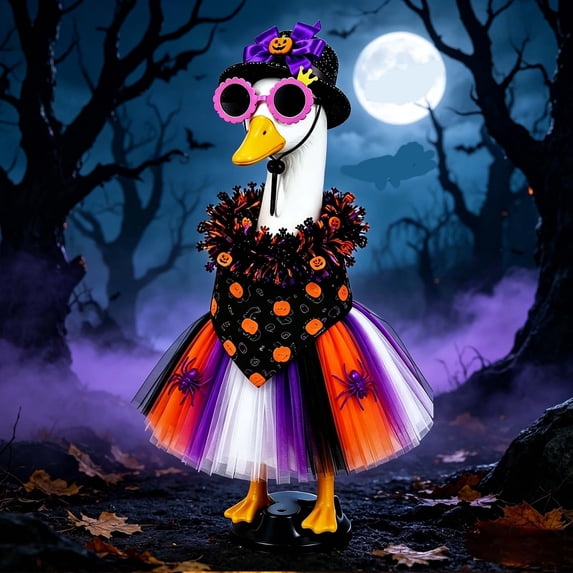 Halloween Porch Goose Outfits 17 23 Inch Polyester Hat Sunglasses Bandana Set for Outdoor Garden Decor Cute Goose Costume for Family Yard Multicolor by MPOISVA