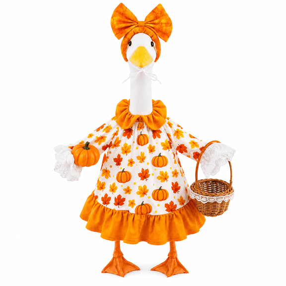 Halloween Porch Goose Outfits 23 Inch Thanksgiving Pumpkin Dress Maple Leaf Basket