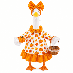 Halloween Porch Goose Outfits 23 Inch Thanksgiving Pumpkin Dress Maple Leaf Basket