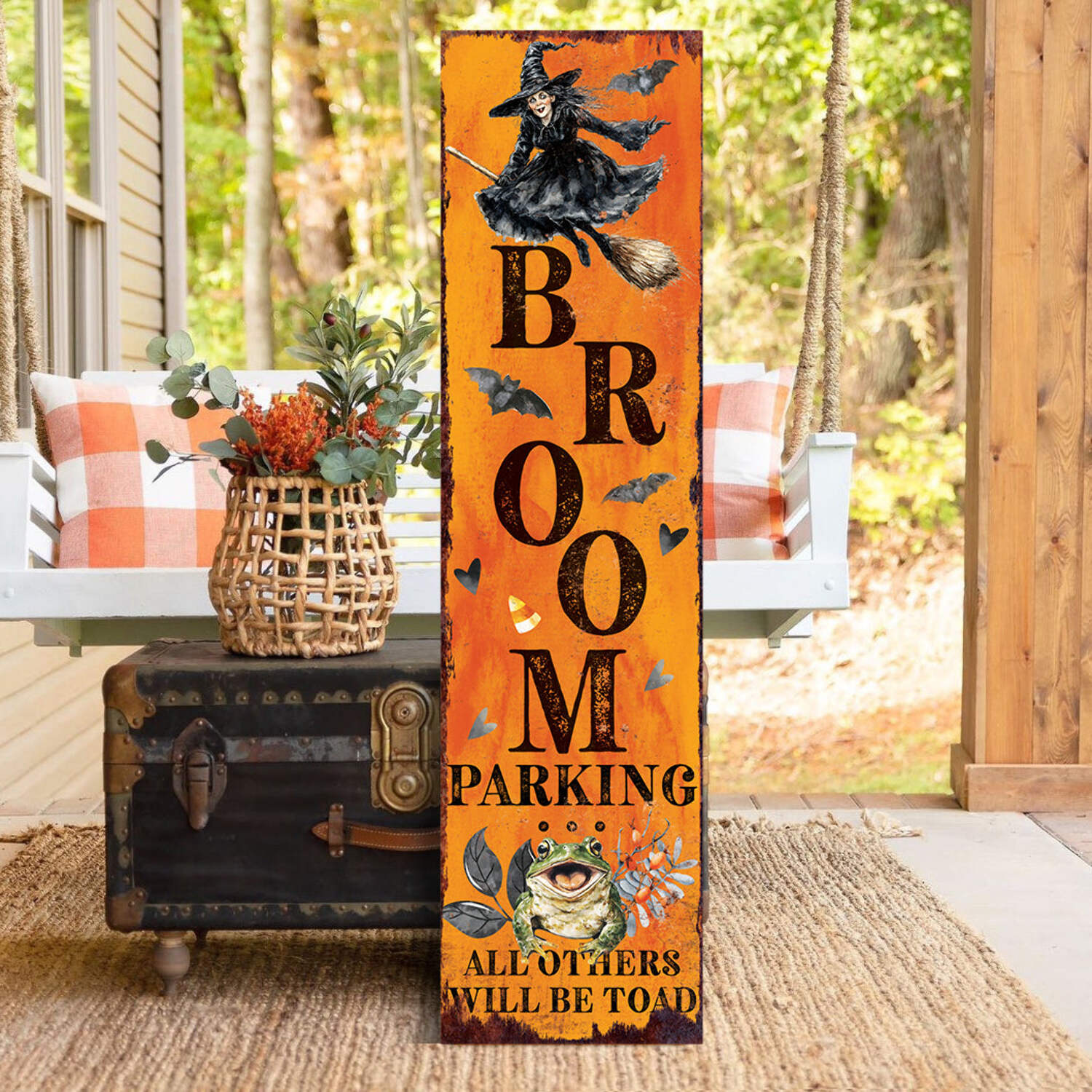 Halloween Porch Sign, Broom Parking Wooden Entryway Decor, UV Print, 3 ...