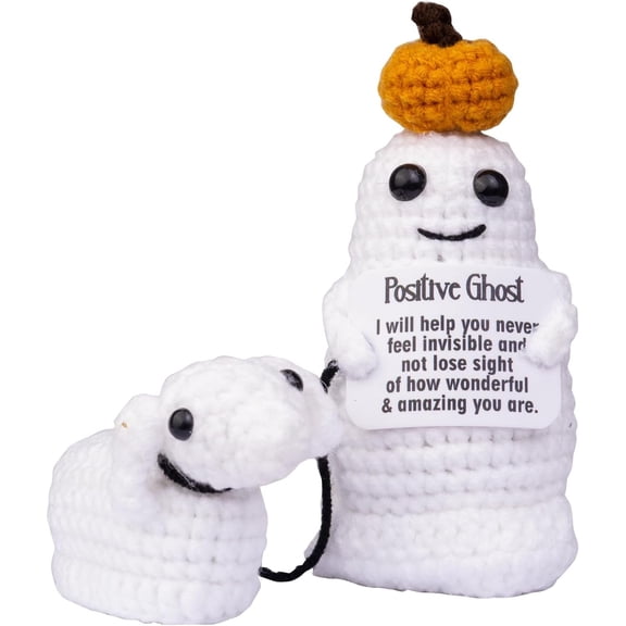 Halloween Positive Walking Doll, Funny Knitted Crochet Doll Spooky Halloween Easter Decoration Gifts Encouragement