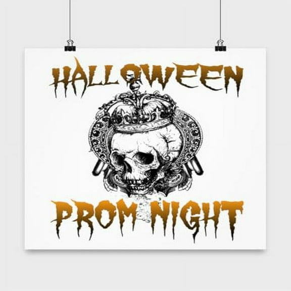 Halloween Poster, Prom Night, Costume Wall Art Gift, White 13x13in Poster