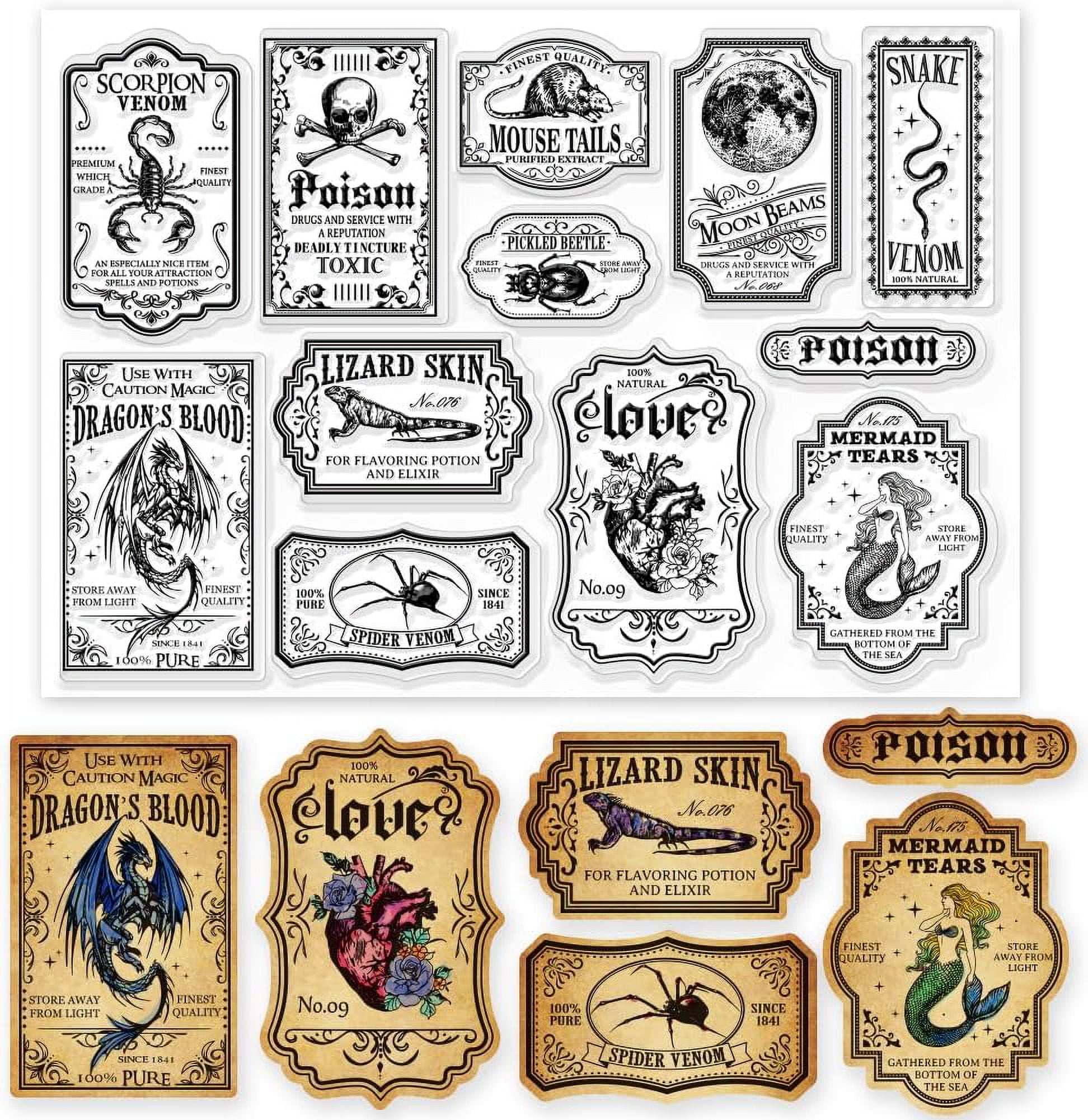 Halloween Potion Label Magic Clear Stamps Potion Label Magic Decorative ...