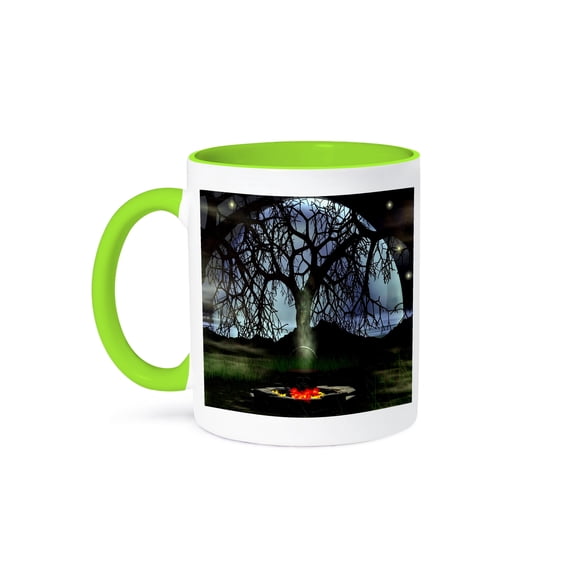 3dRose, Halloween Potion Small Cauldron, 11oz Two-Tone Green Mug