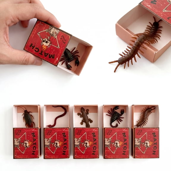 Halloween Prank Trick Box, Random Fake Cockroach Snake Gecko Scorpion Centipede, Surprise Gift for Halloween Parties (2pcs)