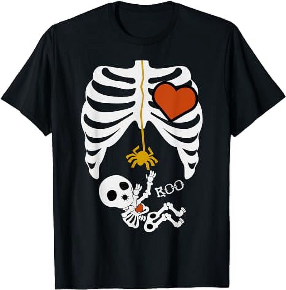 T-Shirt Grossesse Squelette X-Ray Halloween Femme - Noir XS - Idéal Pour Futures Mamans Et Fêtes Effrayantes