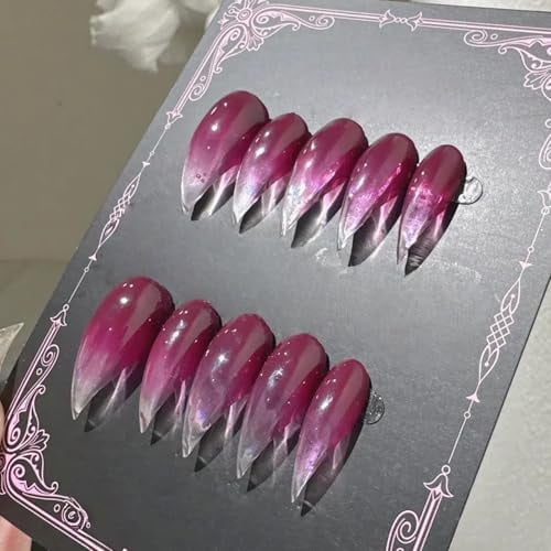 Halloween Press Claw on Nails Handmade Stiletto Extra Long Short Acrylic Press on Nails with Glue Glossy 3D False Nails with Gothic Cute Designs Full Cover Almond Acrylic Claw Nail