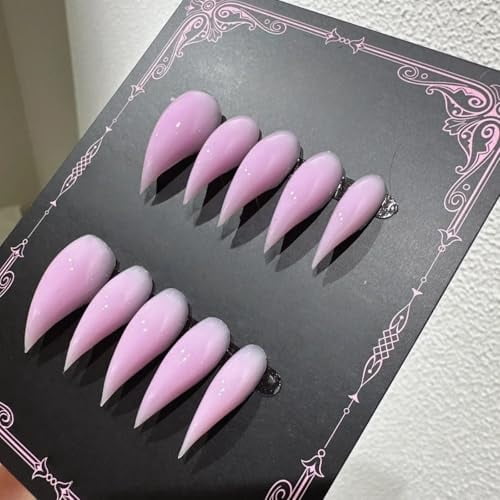 Halloween Press Claw on Nails Handmade Stiletto Extra Long Short Acrylic Press on Nails with Glue Glossy 3D False Nails with Gothic Cute Designs Full Cover Almond Acrylic Claw Nail