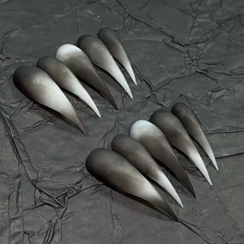 Halloween Press Claw on Nails Long Short Medium Curved Stiletto Handmade Gothic Design Horror Vampire False Nails Dragon Cat Claw Press on Nails Glossy Glue on Nail Thick Acrylic False Nails
