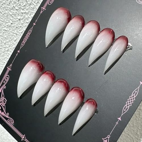 Halloween Press Claw on Nails  Long Short Medium Curved Stiletto Handmade Gothic Design Horror Vampire False Nails Dragon Cat Claw Press on Nails Glossy Glue on Nail Thick Acrylic False Nails