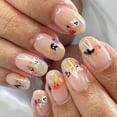 thumbnail image 1 of Halloween Press On Nails 24 Pcs, Cute Spooky False Nails with Pumpkin Ghost Bat Web Designs, Medium Almond and Coffin Shapes Reusable Fake Nail Tips for Halloween Party, Women's Artificial Nails Set, 1 of 7