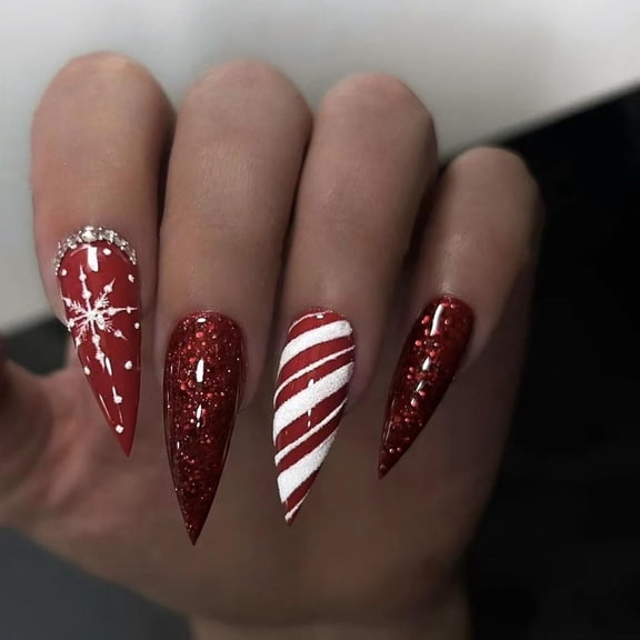 Halloween Press on Nails Long Stiletto Fake Nails Ghost False Nails with Design Spider Web Glue on Nails Reusable Glossy Acrylic Nail Full Cover Black White Stick on Nails for Women Manicure 24Pcs