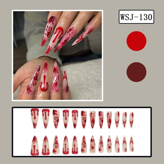 Halloween Press On Nails, Multi-Style Spooky Halloween Nails, 4 Kinds Pumpkin Drip Reusable Fake Nail Set For DIY Party Manicure