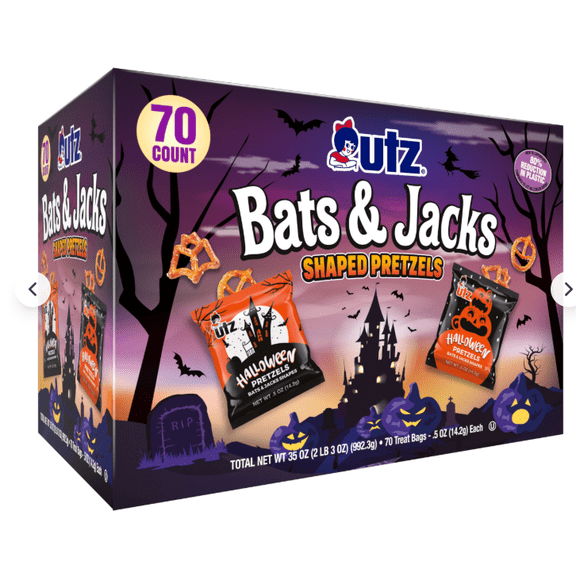 Utz Bats & Jacks Shaped Pretzels, Halloween, 70 Count, 35 oz
