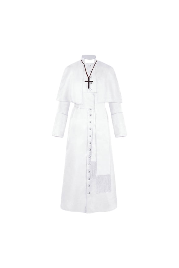 Halloween Priest Retro Elegant Ecclesiastical Robe with Decorative Buttons