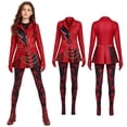 thumbnail image 1 of Halloween Princess Costume - Red Princess Cosplay Costume with Heart Print Jacket & Jumpsuit Set, Birthday Party Dress Halloween Cosplay Outfits Size: 110, 1 of 14