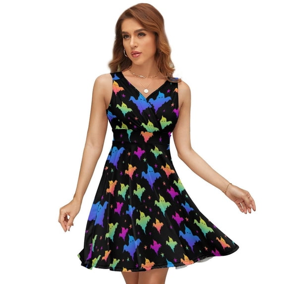 Halloween Print Dress Summer Street Style Dresses Female Sleeveless Printed Sundress