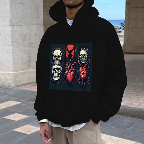 Halloween Print Hooded Sweatshirt Long Sleeve Pullover Graphic Casual Jacket With Pocket For Fall Winter Comfort