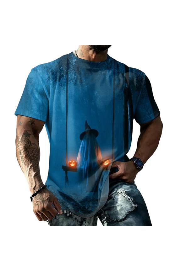 Halloween Print T-Shirts for Men Distressed Bat Graphic Printed Short Sleeve Crew Neck Blouse Classic Fit Costume Comfy Casual Daily Tees,S,Dark Purple