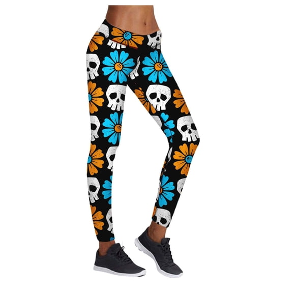 Halloween Print Women's Leggings Casual Full Length Base Pants Stretchy Comfortable Soft Yoga Workout Tights