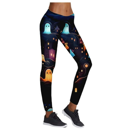 Halloween Print Women's Leggings Casual Full Length Base Pants Stretchy Comfortable Soft Yoga Workout Tights