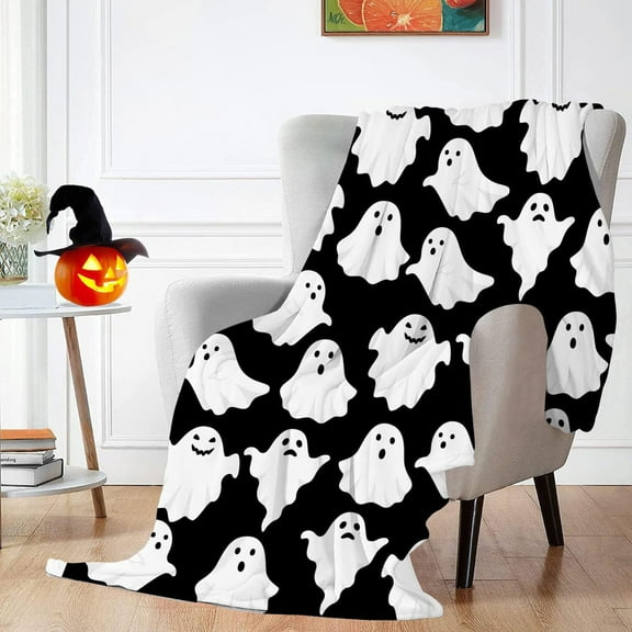 Halloween Printed Blanket Super Soft Flannel Throw for Adults Kids,Cozy Warm Fleece Blanket for Couch Sofa Office Camping,50x60 60x90 75x100 Inches,Gift for Men Women Christmas Valentine's Day