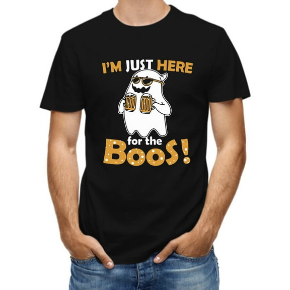 Halloween Printed Men's Cotton Graphic T-shirt, Casual Short Sleeve Crew Neck T-shirt, Men's Tee For Outdoor