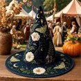 thumbnail image 1 of Halloween Printed Quilted Witch Hat, Foldable Wide‑Brim Wizard Cosplay Party Hat, 1 of 2