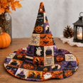 thumbnail image 1 of Halloween Printed Quilted Witch Hat, Foldable Wide‑Brim Wizard Cosplay Party Hat, 1 of 2