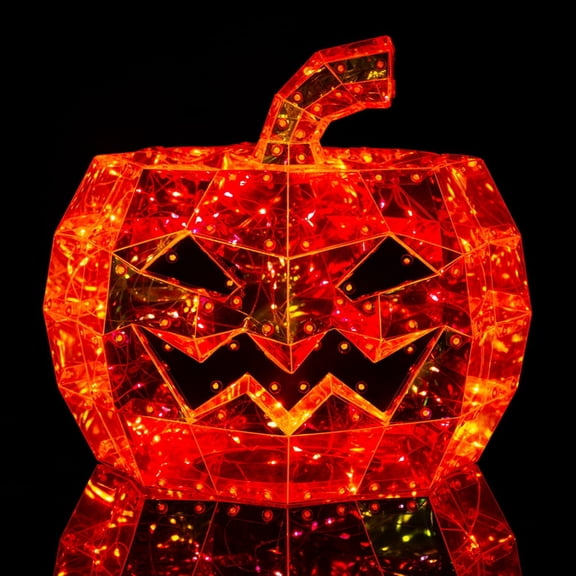 Halloween Prismatic Iridescent Pumpkin Decor,Table Pumpkin Night Lamp,Colorful LED Glowing Lights, Prism Pumpkin Statue, USB Powered, Indoor Bedroom Office Table