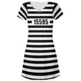 thumbnail image 1 of Halloween Prisoner Old Time Striped Costume Juniors V-Neck Beach Cover-Up Dress, 1 of 2