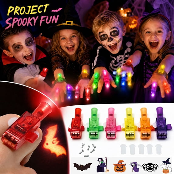Halloween Projection Finger Lights, 36 Pack LED Finger Lights, Light Up Party Toys, Props And Costume Accessories