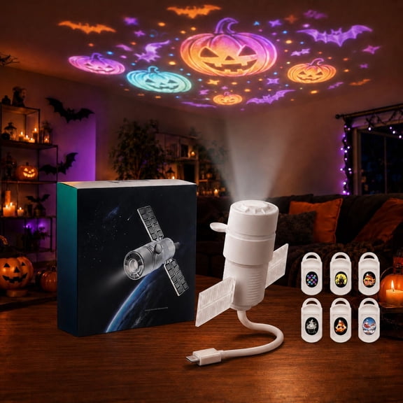 Halloween Projector, Christmas Projector Indoor, USB Holiday Night Light,Halloween Christmas themes, multicolor slides, 360° adjustable angle, USB plug-in design, bedroom car room decor