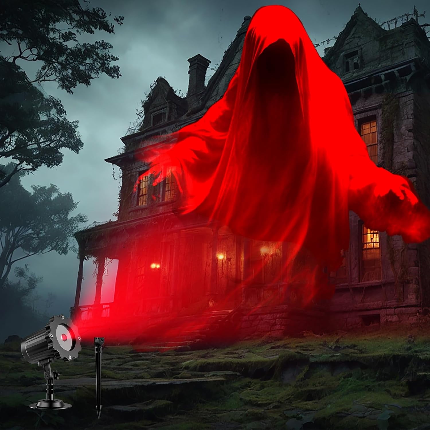 Halloween Projector Lights Outdoor, 3D Dynamic Ghost Spider, Halloween ...