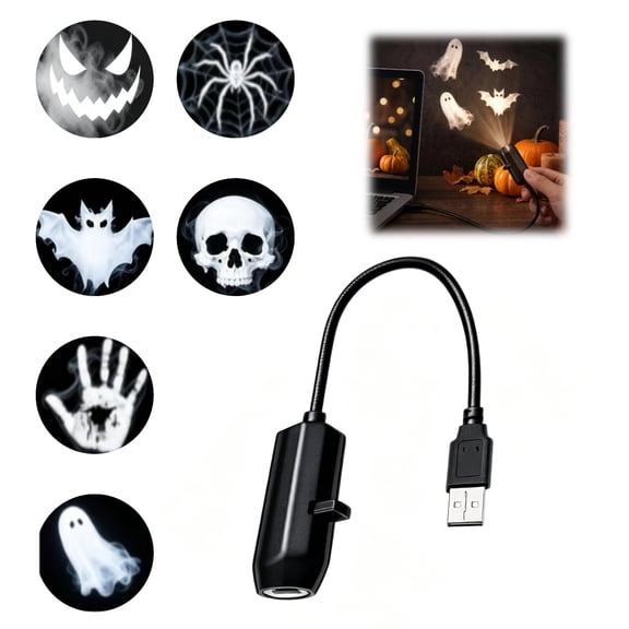 Halloween Projector Lights Outdoor,Dynamic Ghost Decorations Light,2026 Upgraded Clearer Ghost HD Patterns,Night Light for Home Window Wall Halloween Decor(6 Projection Films)