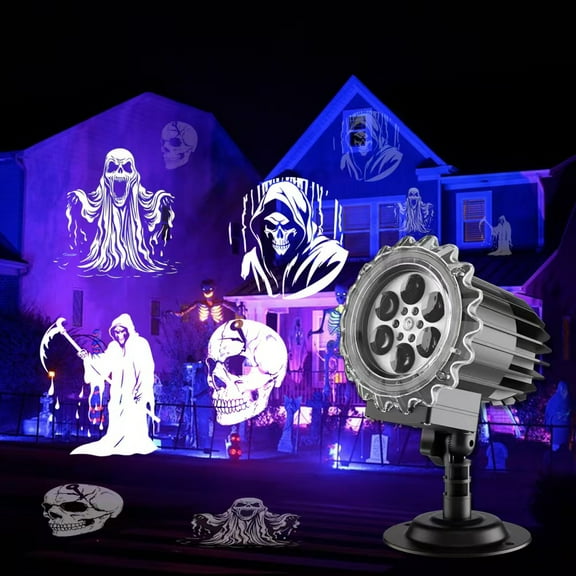 Halloween Projector Lights Outdoor, LED Rotating Skull & Ghost Projection Light,Waterproof 3D Ghost Projection Decorations, Indoor/Outdoor Decor for Home, Yard, Party, Window & Wall