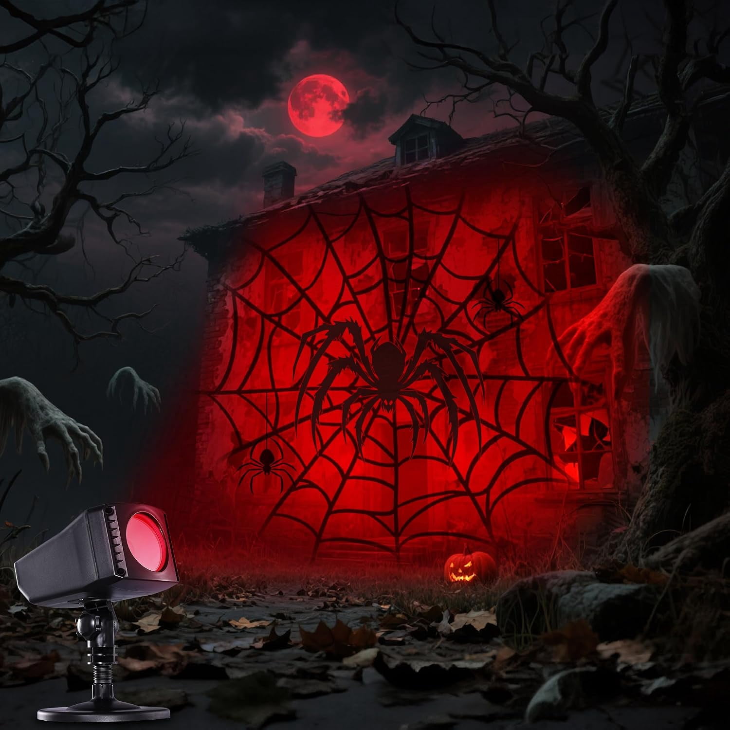 Halloween Projector Outdoor Lights, Dynamic Spider & Web Projector ...
