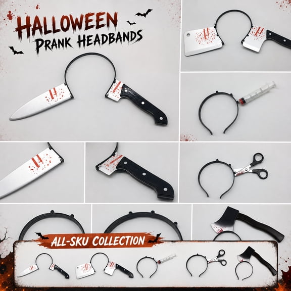 Halloween Prop, Dress Up Accessory, Carnival Prop, Trick Or Treat, 1Pc Fake Blood Splatter Novelty Model Prank Headband, Lightweight and Sturdy Plastic Construction for Halloween