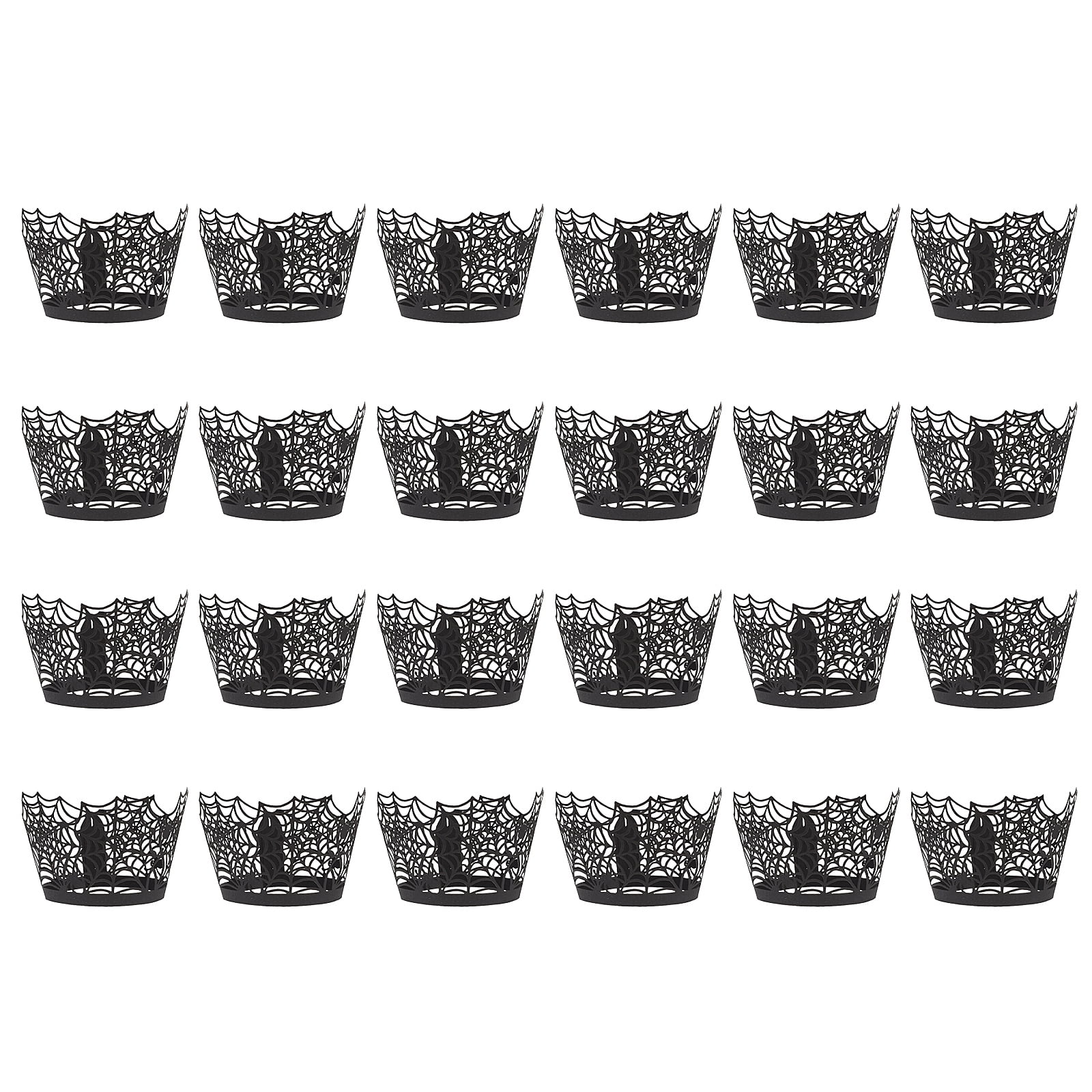 Halloween Props Cake Decoration Hollow Paper Cup Mini Cupcake Liner Table Decorations Liners Decorate Spider Web 24 Pcs