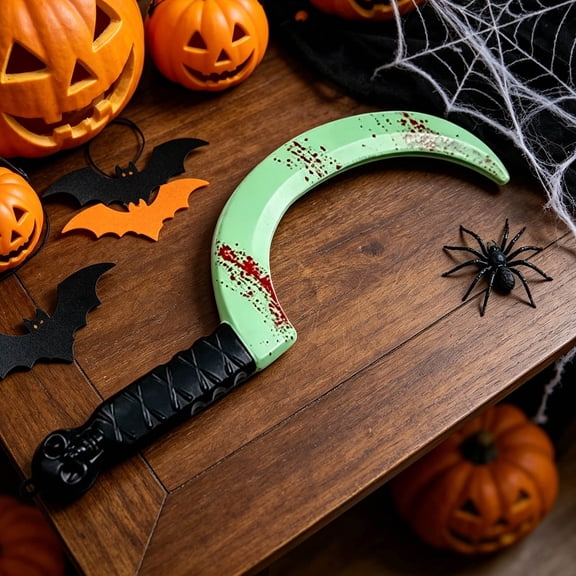 Halloween Props Decorations, Glow-In-The-Dark Prop Cleaver with Molded Detail for Themed Scene Styling, 14.2in for Party Display Or Photo Backdrop, Safe Plastic Accent Prop