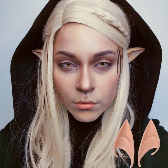 Halloween Props, Mystical Elf Ears, Prosthetic Ears, Halloween Photo Booth Props, Skin Friendly Breathable Reusable Wearable 4.5X2 in 1 Pair Light Skin Tone Long Pointed Elf Ears