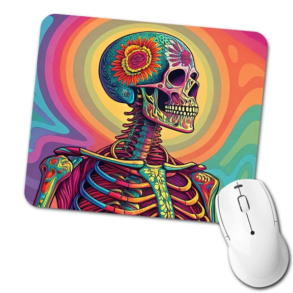 Halloween Psychedelic Skeleton Mouse Pad Low Profile Gaming Mat