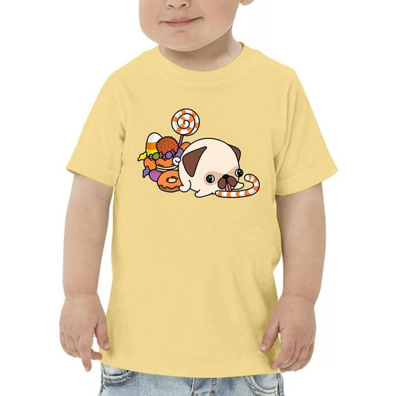 Halloween Pug And Candy T-Shirt Toddler -Image by Shutterstock,  5 Toddler