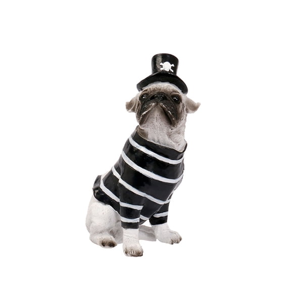 Halloween Pug Figurines Decoration - Spooky Dog Statue with Pirate Hat, Striped Costume, Halloween Ornaments Dog Statues and Figurines