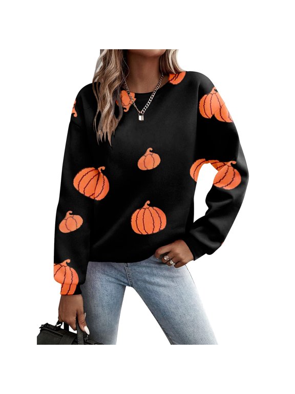 Halloween Pullover Sweatshirts For Women Women Crew Neck Pullover Sweatshirts Casual Long Sleeve Loose Fittops Athletic Gym For Everyday Wear