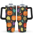 thumbnail image 1 of Halloween Pumpkin 40 oz Coffee Tumbler with Handle Double Wall Travel Cups Decorative Tumbler for Home Office Supplies Camping Outdoor, 1 of 7